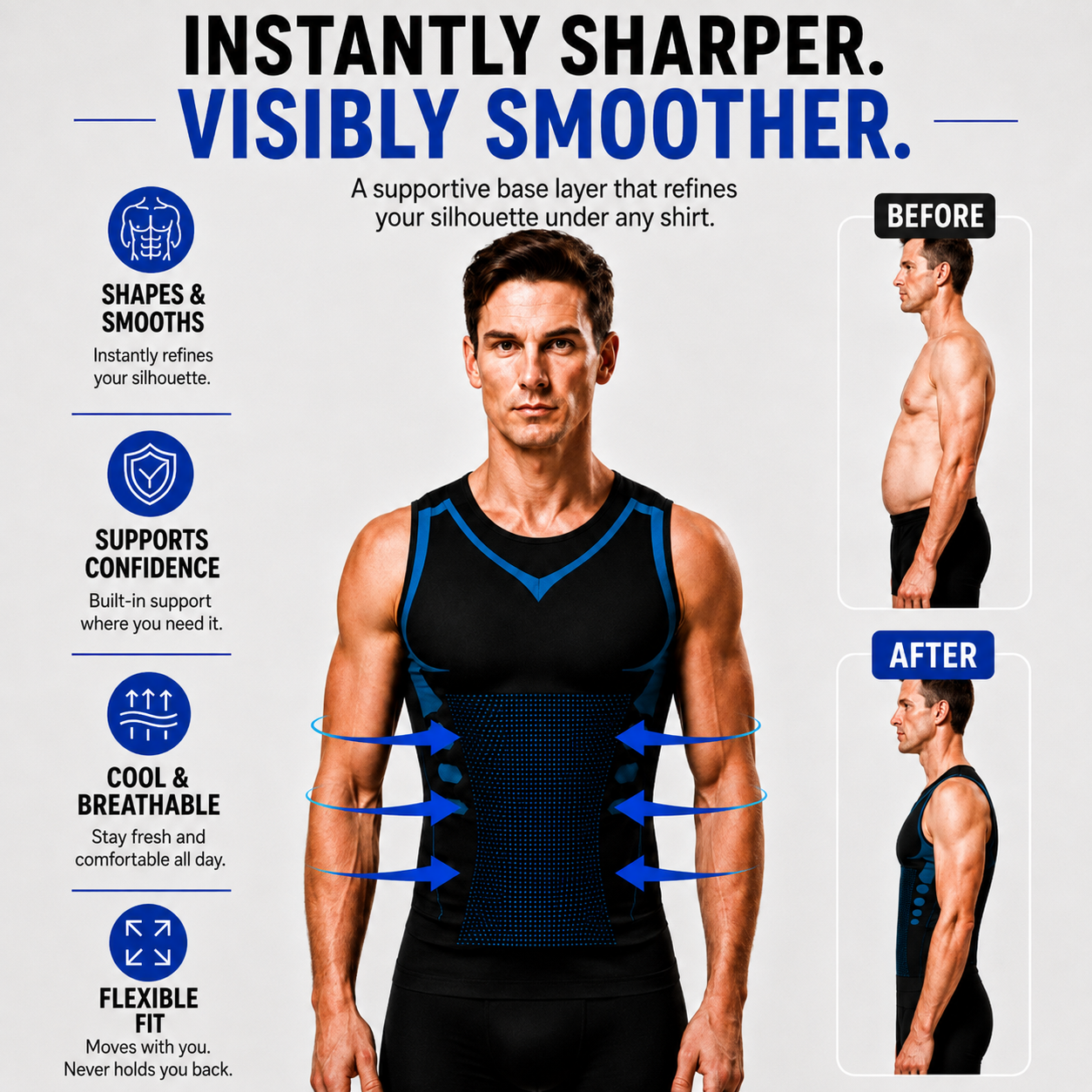 Mona Skin Vest™ MEN'S DOUBLE-LAYER SHAPING UNDERSHIRT