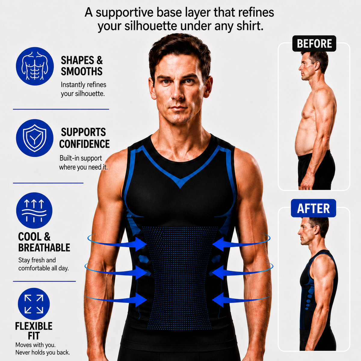 Mona Skin Vest targeted compression zones